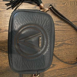 Black Valentino by Mario Valentino camera bag with orange piping